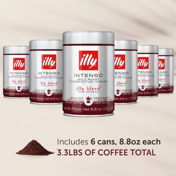 illy Ground Coffee Espresso - 100% Arabica Coffee Ground – Intenso Dark Roast – Warm Notes of Cocoa &amp; Dried Fruit - Rich Aromatic Profile - Precise Roast - No Preservatives – 8.8 Ounce