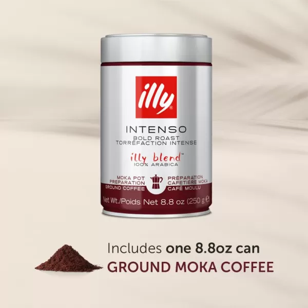 illy Ground Coffee Espresso - 100% Arabica Coffee Ground – Intenso Dark Roast – Warm Notes of Cocoa &amp; Dried Fruit - Rich Aromatic Profile - Precise Roast - No Preservatives – 8.8 Ounce