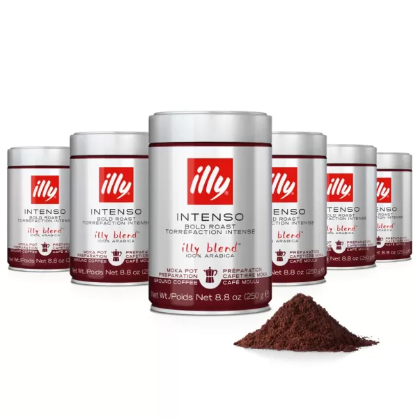 illy Ground Coffee Espresso - 100% Arabica Coffee Ground – Intenso Dark Roast – Warm Notes of Cocoa &amp; Dried Fruit - Rich Aromatic Profile - Precise Roast - No Preservatives – 8.8 Ounce