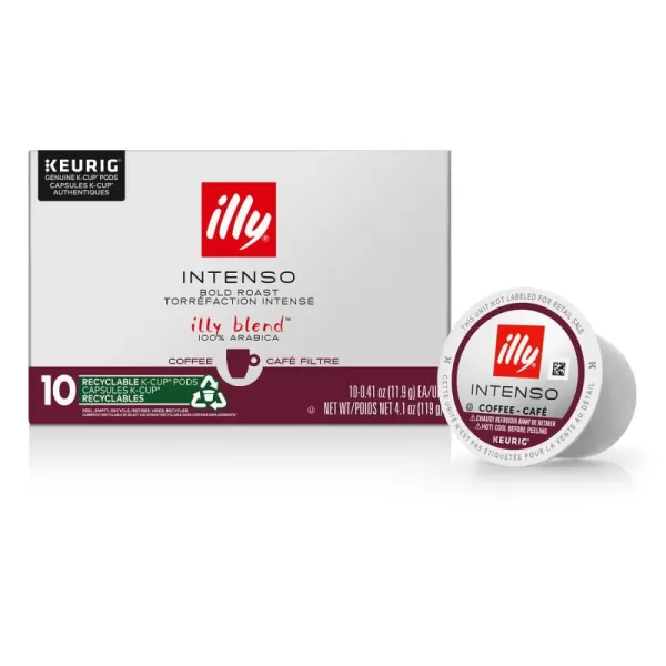 Illy Coffee K Cups - Coffee Pods For Keurig Coffee Maker – Intenso Dark Roast – Notes of Cocoa &amp; Dried Fruit - Bold, Flavorful &amp; Full-Bodied Flavor of Pods Coffee - No Preservatives – 10 Count