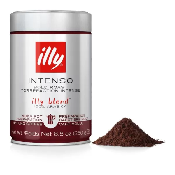 illy Ground Coffee Espresso - 100% Arabica Coffee Ground – Intenso Dark Roast – Warm Notes of Cocoa &amp; Dried Fruit - Rich Aromatic Profile - Precise Roast - No Preservatives – 8.8 Ounce