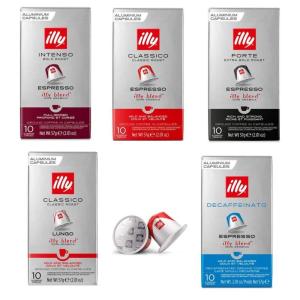 imageIlly Espresso  Nespresso Compatible Coffee Capsules All 5 Blends Variety Pack Intenso Classico Forte Lungo DecafVariety Pack
