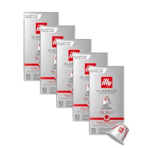 imageilly Aluminum Espresso Capsules  Compatible with Nespresso Machines  Classico Medium Roast Coffee MildampampBalancedNotes of CaramelOrange BlossomampampJasmine Single Serve Capsules  10 Count Pack of 5Lungo Medium Roast