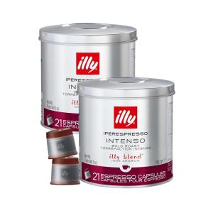 imageIlly iperEspresso capsules  Classico Medium Roast Coffee  Mild ampamp Balanced  100 Arabica  21 Count Capsules per Can Pack of 4Intenso Bold Roast