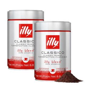 imageIlly Ground Espresso Coffee Classico Medium Roast  Mild ampamp Balanced  100 Arabica  PreGround for Espresso  Pressurized Packaging Sealed for Freshness  88oz Pack of 2Classico Medium Roast Ground Espresso