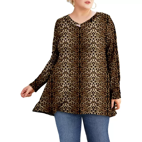 POSESHE Plus Size Tunic Tops Women L-5X Long Sleeve Button Basic Loose Tee Shirts Casual Flowy Swing V Neck Blouse T-Shirt