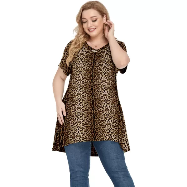 POSESHE Plus Size Tunic Tops Women L-5X Long Sleeve Button Basic Loose Tee Shirts Casual Flowy Swing V Neck Blouse T-Shirt