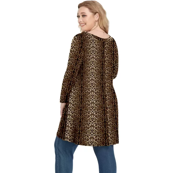 POSESHE Plus Size Tunic Tops Women L-5X Long Sleeve Button Basic Loose Tee Shirts Casual Flowy Swing V Neck Blouse T-Shirt
