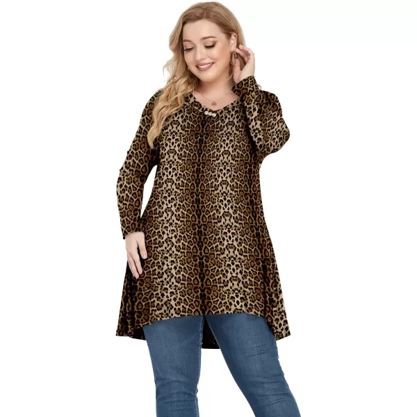 POSESHE Plus Size Tunic Tops Women L-5X Long Sleeve Button Basic Loose Tee Shirts Casual Flowy Swing V Neck Blouse T-Shirt