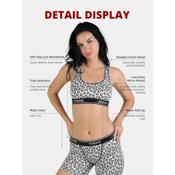 POSESHE Women's Boxer Briefs 6" Inseam, Ultra-soft MicroModal Boyshorts Underwear S-5XL