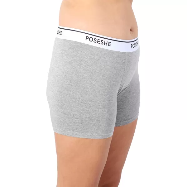POSESHE Women's High Waisted Boxer Briefs with Crotch Lining, 3" Inseam and Ultra-soft MicroModal, S-3XL