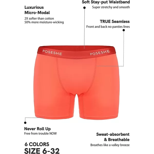 POSESHE Women's High Waisted Boxer Briefs with Crotch Lining, 3" Inseam and Ultra-soft MicroModal, S-3XL