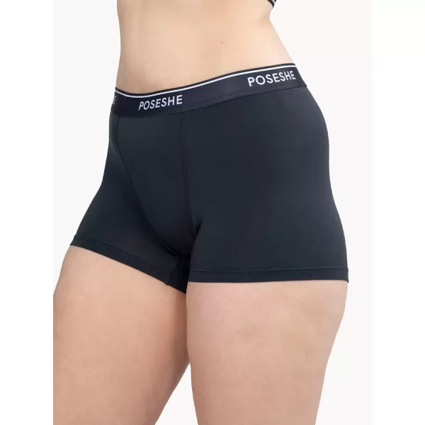 POSESHE Women's High Waisted Boxer Briefs with Crotch Lining, 3" Inseam and Ultra-soft MicroModal, S-3XL