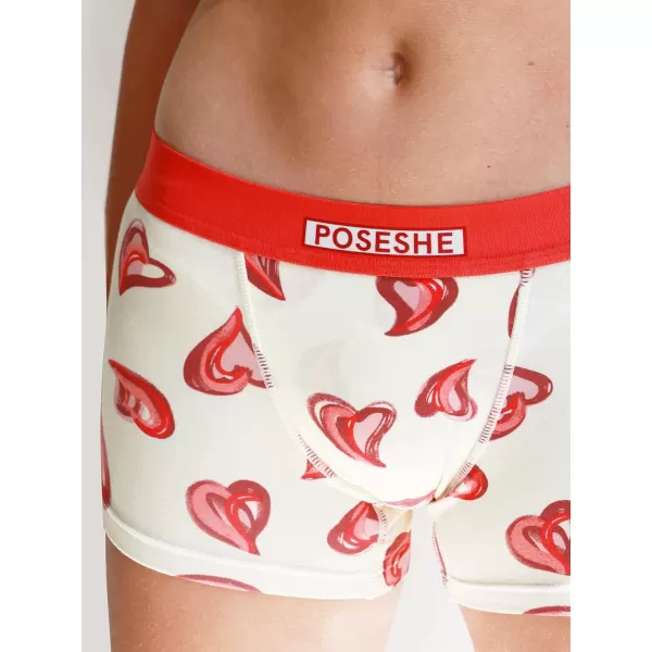 POSESHE Women's High Waisted Boxer Briefs with Crotch Lining, 3" Inseam and Ultra-soft MicroModal, S-3XL