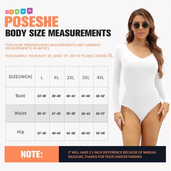 POSESHE Women's Plus Size Bodysuit V neck Short Sleeves Casual Basic Bodysuit Tops Jumpsuit T-shirts
