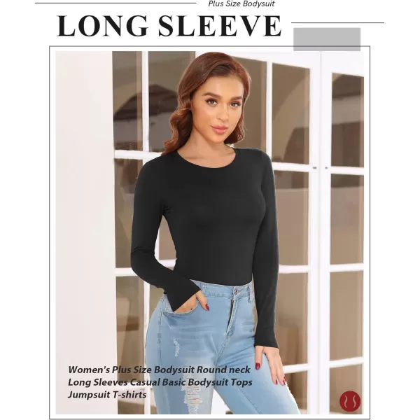 POSESHE Women's Plus Size Bodysuit V neck Short Sleeves Casual Basic Bodysuit Tops Jumpsuit T-shirts