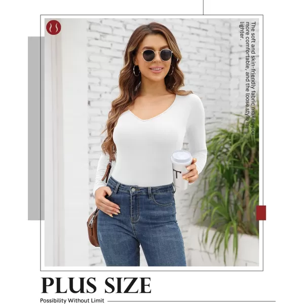 POSESHE Women's Plus Size Bodysuit V neck Short Sleeves Casual Basic Bodysuit Tops Jumpsuit T-shirts