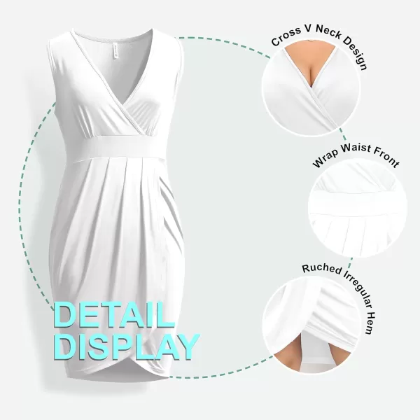 POSESHE Womens Plus Size Dress 2024 Summer V-Neck Sleeveless Wedding Guest Formal Cocktail Date Fashion Bodycon Wrap Dress