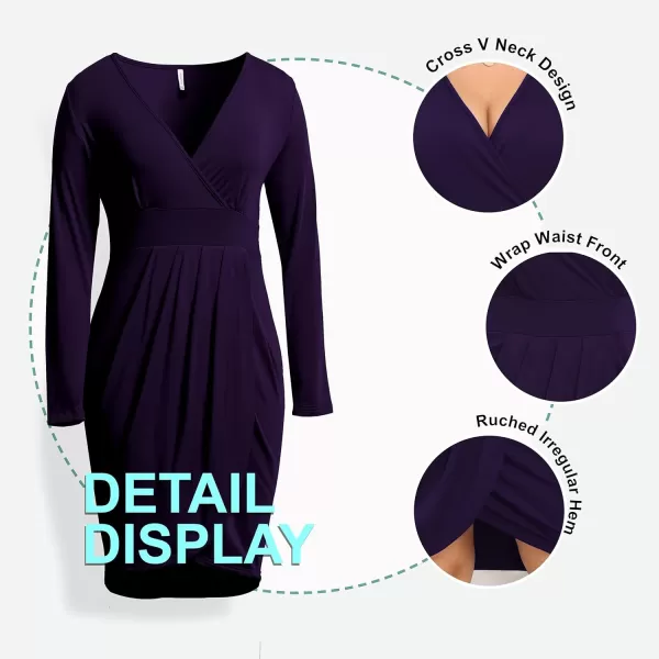 POSESHE Womens Plus Size Dress Sleeveless &amp; Long Sleeve Deep V Neck Bodycon Wrap Dress with Front Slit