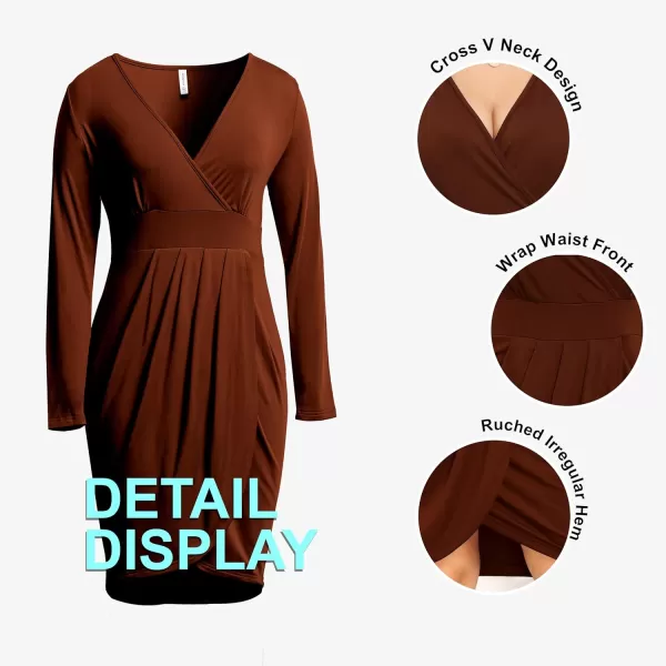 POSESHE Womens Plus Size Dress Sleeveless &amp; Long Sleeve Deep V Neck Bodycon Wrap Dress with Front Slit