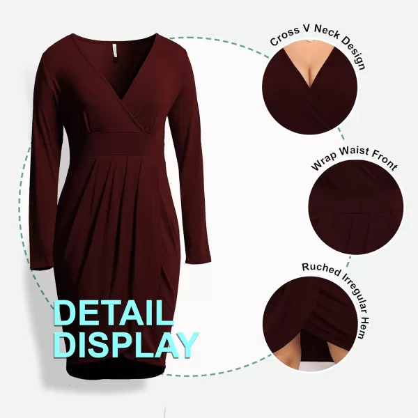 POSESHE Womens Plus Size Dress Sleeveless &amp; Long Sleeve Deep V Neck Bodycon Wrap Dress with Front Slit