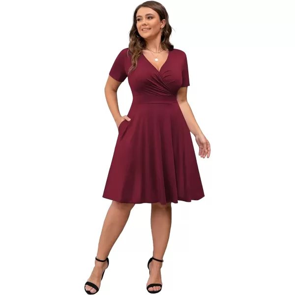 POSESHE Womens Plus Size Dresses Sleeveless Wrap V-Neck Sundress Casual Summer Wedding Guest Cocktail Dress with Pockets