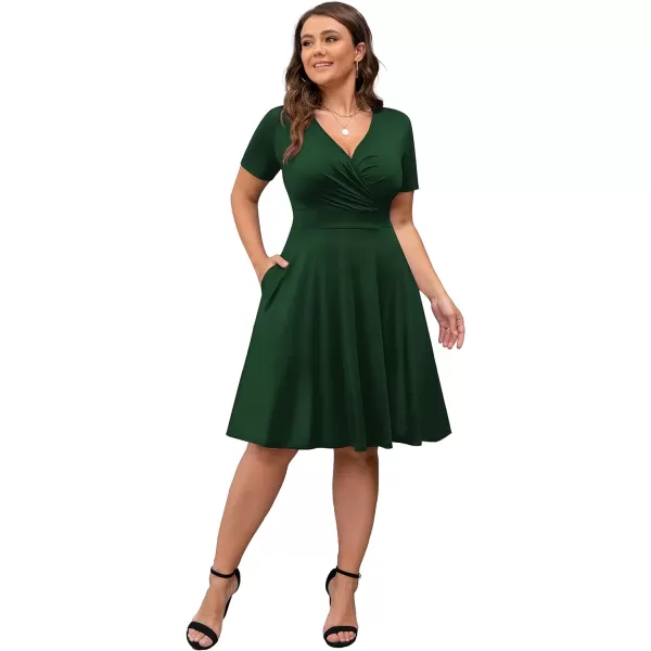 POSESHE Womens Plus Size Dresses Sleeveless Wrap V-Neck Sundress Casual Summer Wedding Guest Cocktail Dress with Pockets