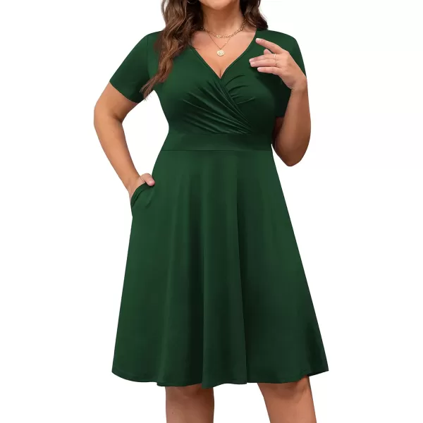 POSESHE Womens Plus Size Dresses Sleeveless Wrap V-Neck Sundress Casual Summer Wedding Guest Cocktail Dress with Pockets