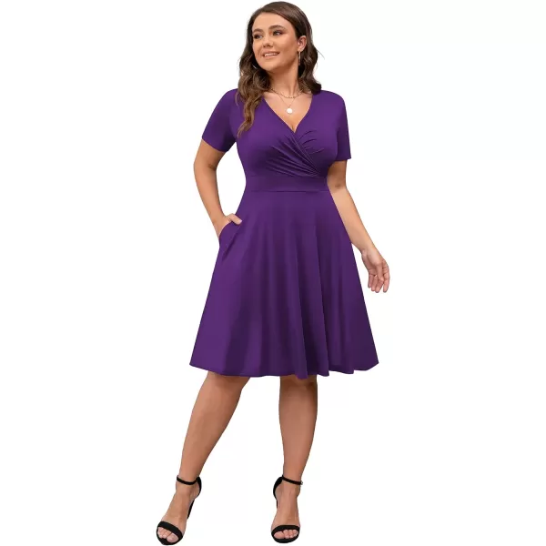 POSESHE Womens Plus Size Dresses Sleeveless Wrap V-Neck Sundress Casual Summer Wedding Guest Cocktail Dress with Pockets