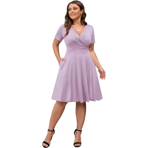 POSESHE Womens Plus Size Dresses Sleeveless Wrap V-Neck Sundress Casual Summer Wedding Guest Cocktail Dress with Pockets