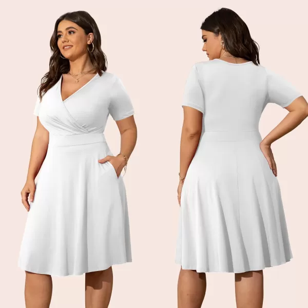 POSESHE Womens Plus Size Dresses Sleeveless Wrap V-Neck Sundress Casual Summer Wedding Guest Cocktail Dress with Pockets