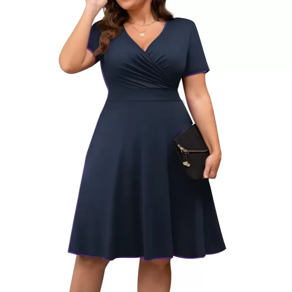 POSESHE Womens Plus Size Dresses Sleeveless Wrap V-Neck Sundress Casual Summer Wedding Guest Cocktail Dress with Pockets
