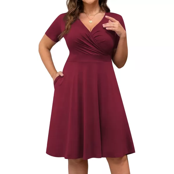 POSESHE Womens Plus Size Dresses Sleeveless Wrap V-Neck Sundress Casual Summer Wedding Guest Cocktail Dress with Pockets