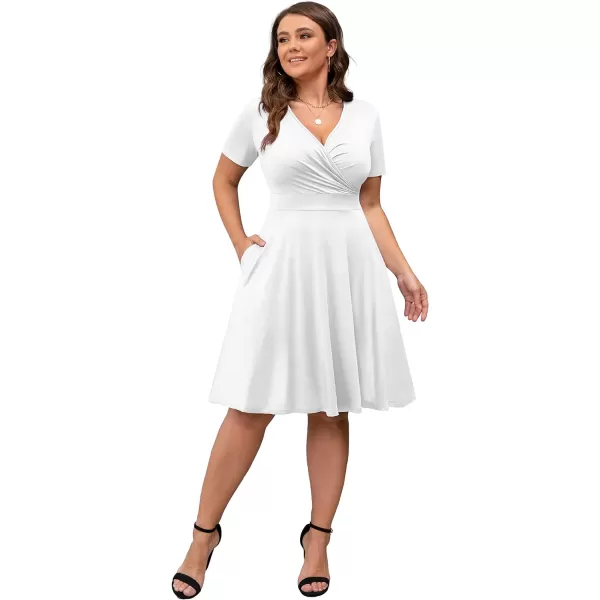 POSESHE Womens Plus Size Dresses Sleeveless Wrap V-Neck Sundress Casual Summer Wedding Guest Cocktail Dress with Pockets