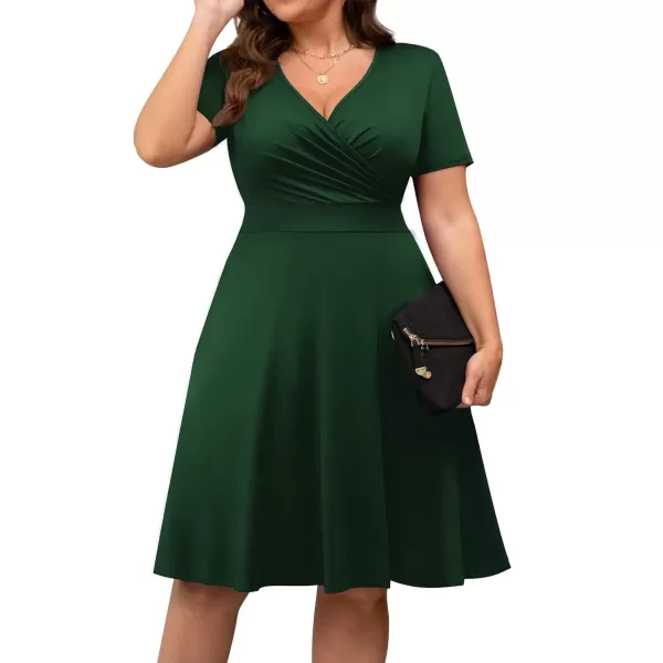 POSESHE Womens Plus Size Dresses Sleeveless Wrap V-Neck Sundress Casual Summer Wedding Guest Cocktail Dress with Pockets