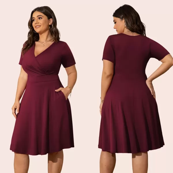 POSESHE Womens Plus Size Dresses Sleeveless Wrap V-Neck Sundress Casual Summer Wedding Guest Cocktail Dress with Pockets
