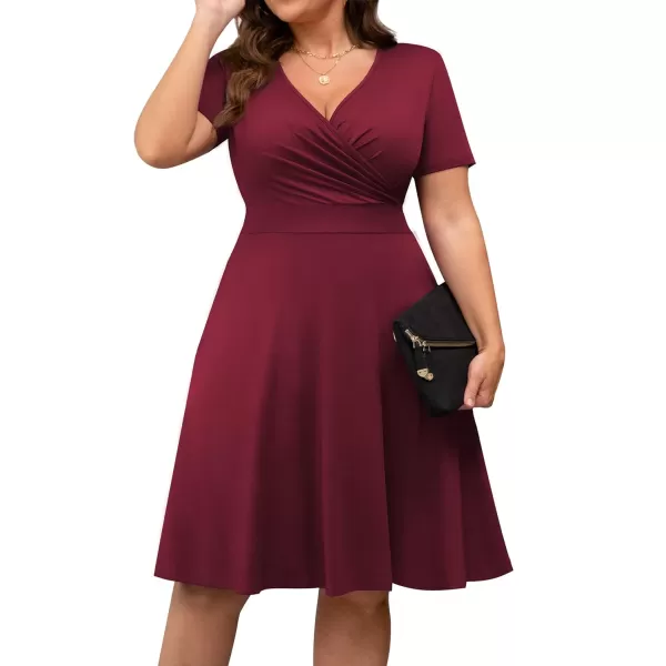POSESHE Womens Plus Size Dresses Sleeveless Wrap V-Neck Sundress Casual Summer Wedding Guest Cocktail Dress with Pockets