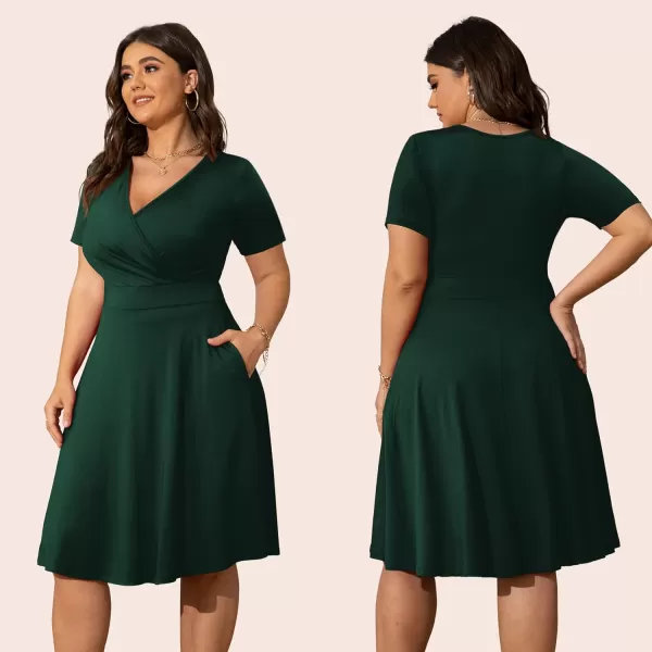 POSESHE Womens Plus Size Dresses Sleeveless Wrap V-Neck Sundress Casual Summer Wedding Guest Cocktail Dress with Pockets