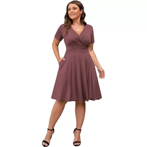 POSESHE Womens Plus Size Dresses Sleeveless Wrap V-Neck Sundress Casual Summer Wedding Guest Cocktail Dress with Pockets