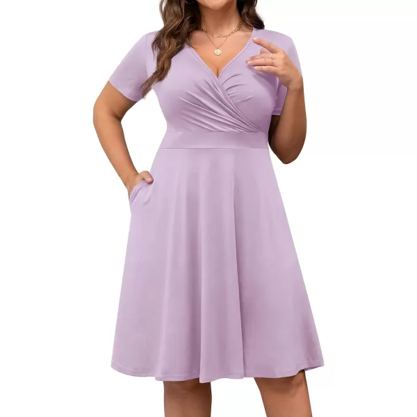 POSESHE Womens Plus Size Dresses Sleeveless Wrap V-Neck Sundress Casual Summer Wedding Guest Cocktail Dress with Pockets