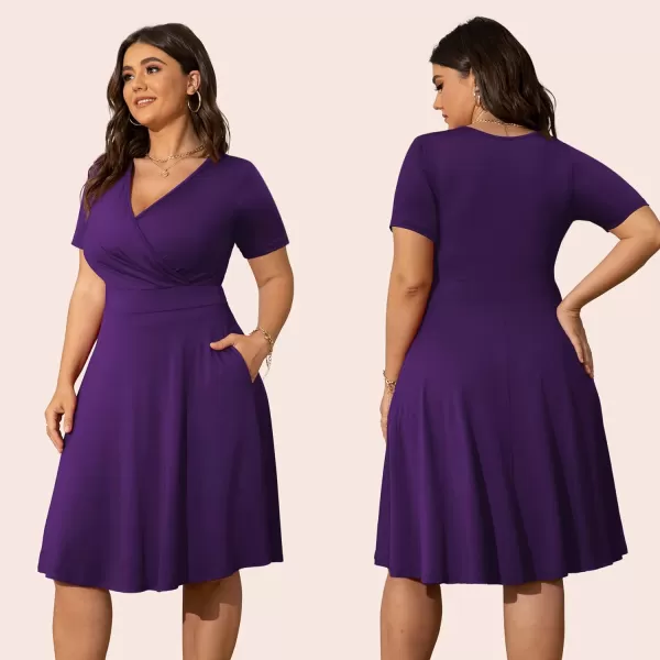 POSESHE Womens Plus Size Dresses Sleeveless Wrap V-Neck Sundress Casual Summer Wedding Guest Cocktail Dress with Pockets