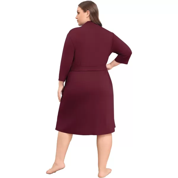 POSESHE Womens Plus Size Kimono Robes Long Knit Bathrobe Lightweight Soft Sleepwear Casual Lady Loungewear with Pockets