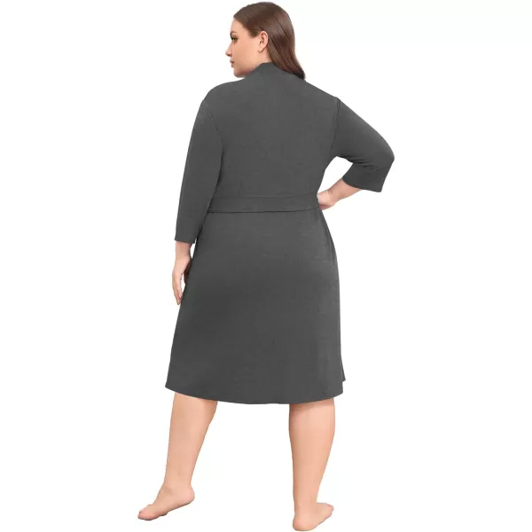 POSESHE Womens Plus Size Kimono Robes Long Knit Bathrobe Lightweight Soft Sleepwear Casual Lady Loungewear with Pockets