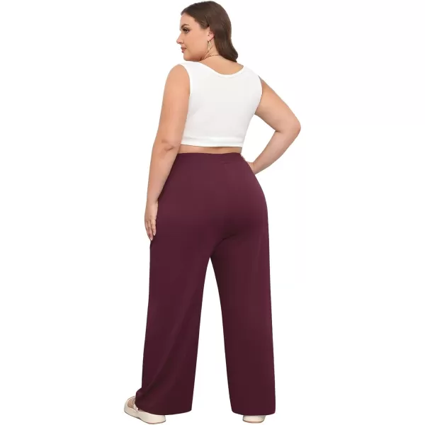 POSESHE Womens Plus Size Pants Casual Elastic Waist 2024 Summer Wide Leg Loose Fit Drawstring Trousers Sweatpant with Pockets