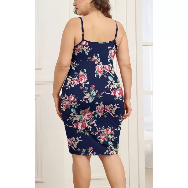 POSESHE Womens Plus Size Sling Sexy Deep V Neck Bodycon Wrap Dress with Front Slit