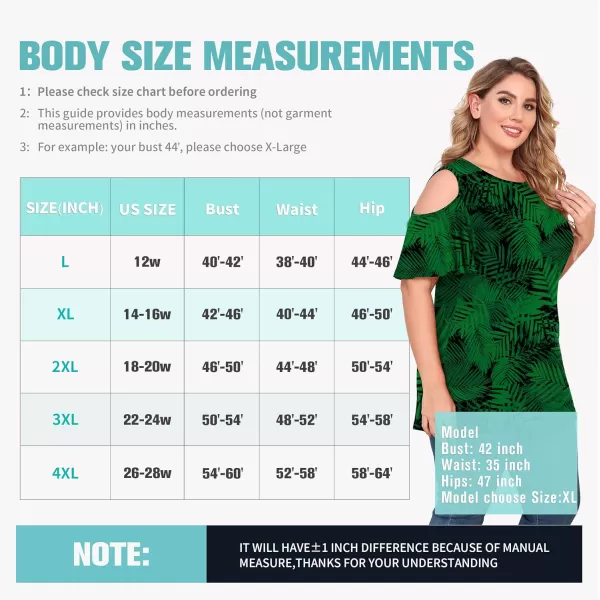POSESHE Womens Plus Size Summer Tunic Tops Cold Shoulder Tee Ruffle Short Sleeve T Shirt