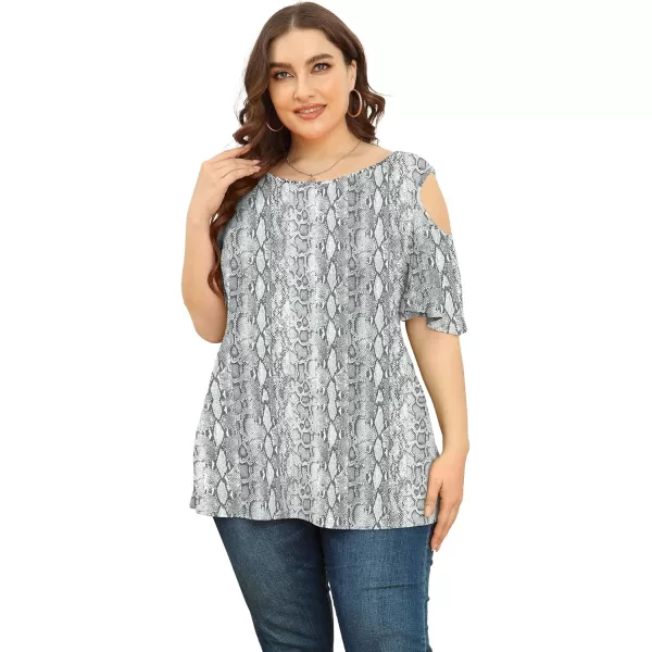 POSESHE Womens Plus Size Summer Tunic Tops Cold Shoulder Tee Ruffle Short Sleeve T Shirt