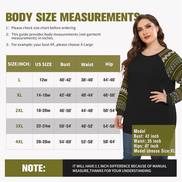POSESHE Women's Plus Size Tunic Tops Long Sleeves Sweatshirts Color Block Blouses Loose Fit T Shirts