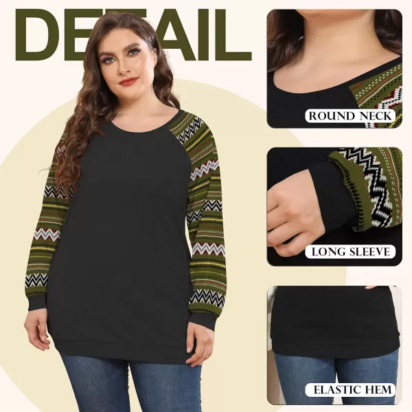 POSESHE Women's Plus Size Tunic Tops Long Sleeves Sweatshirts Color Block Blouses Loose Fit T Shirts