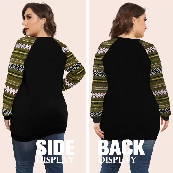 POSESHE Women's Plus Size Tunic Tops Long Sleeves Sweatshirts Color Block Blouses Loose Fit T Shirts